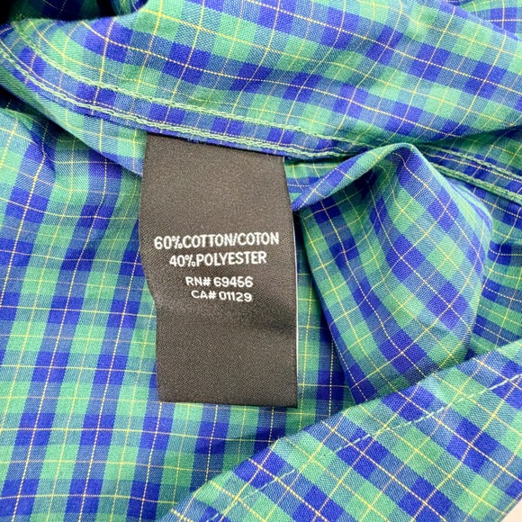 Lauren Ralph Lauren Kids Button Down Green & Navy Plaid Shirt Sz 16R NWT - Picture 6 of 8